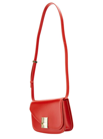 'Oyster' Red Asymmetric Crossbody Bag With Logo Detail In Leather Woman
