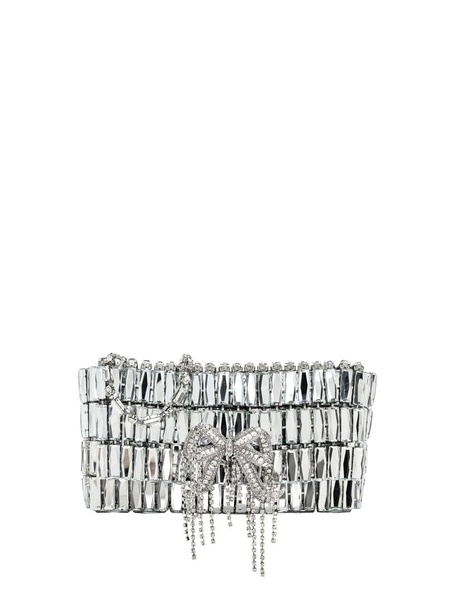 Self-Portrait Silver Crystal Bow Mini Shoulder Bag Bags