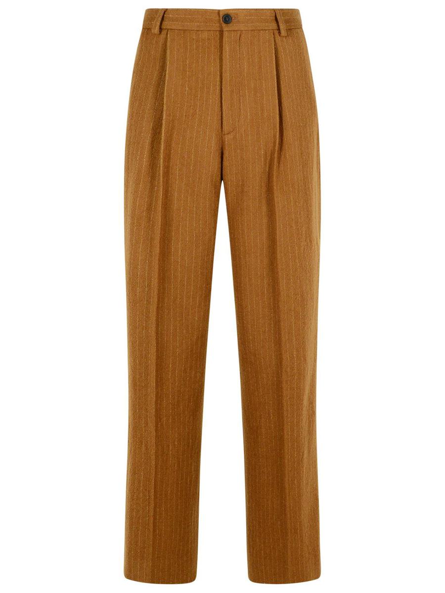 Dries Van Noten 'Penrud' Straight Brown Wool Pants