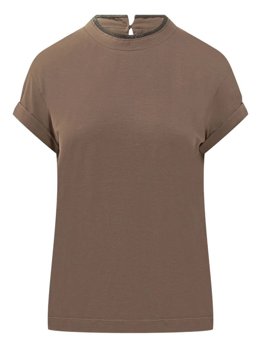 Brunello Cucinelli Stretch Cotton Jersey T-Shirt With Precious Faux Layering Clothing