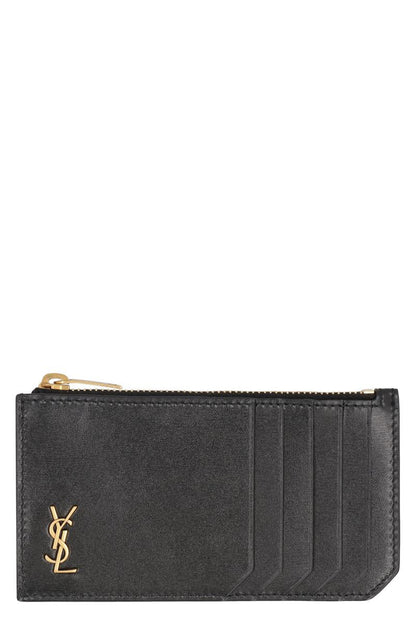 Saint Laurent Fragments Tiny Cassandre Smooth Leather Card Holder