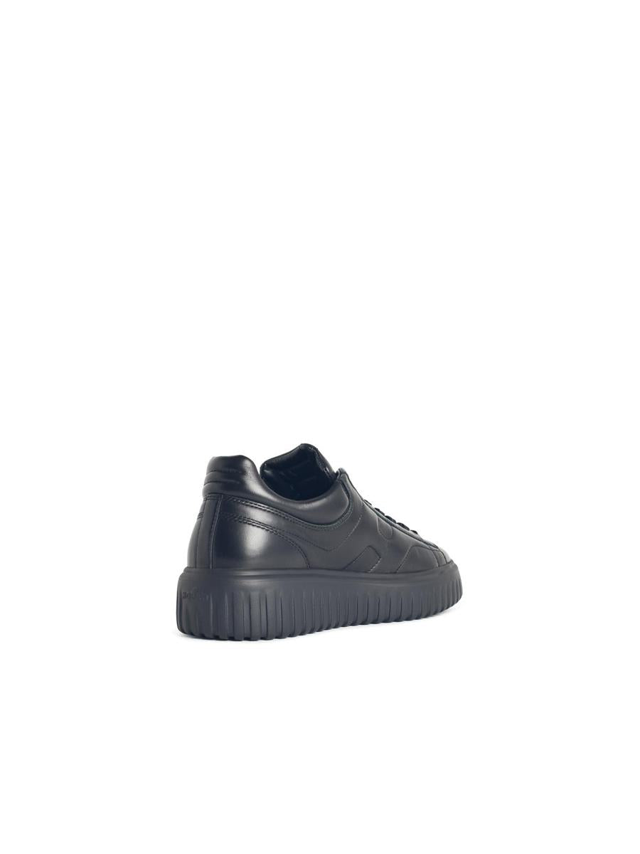 Hogan 'H-Stripes' Black Leather Sneakers