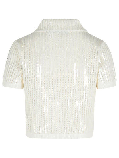 Self-Portrait 'Crochet' White Cotton Blend Top