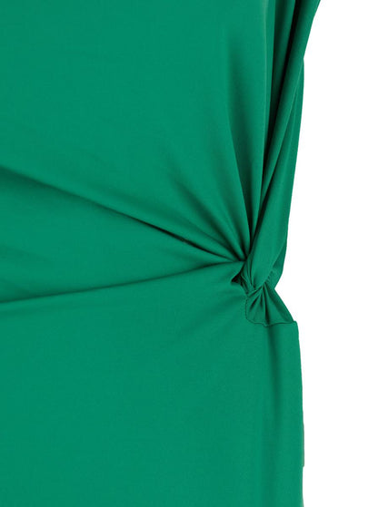 Green Long Dress With Pleated Details In Tech Fabric Woman