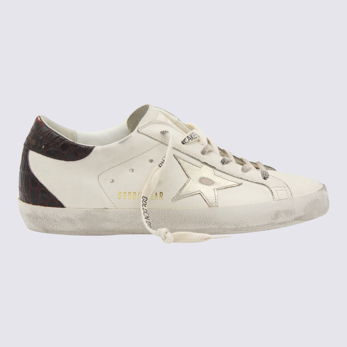 Golden Goose White And Black Leather Sneakers
