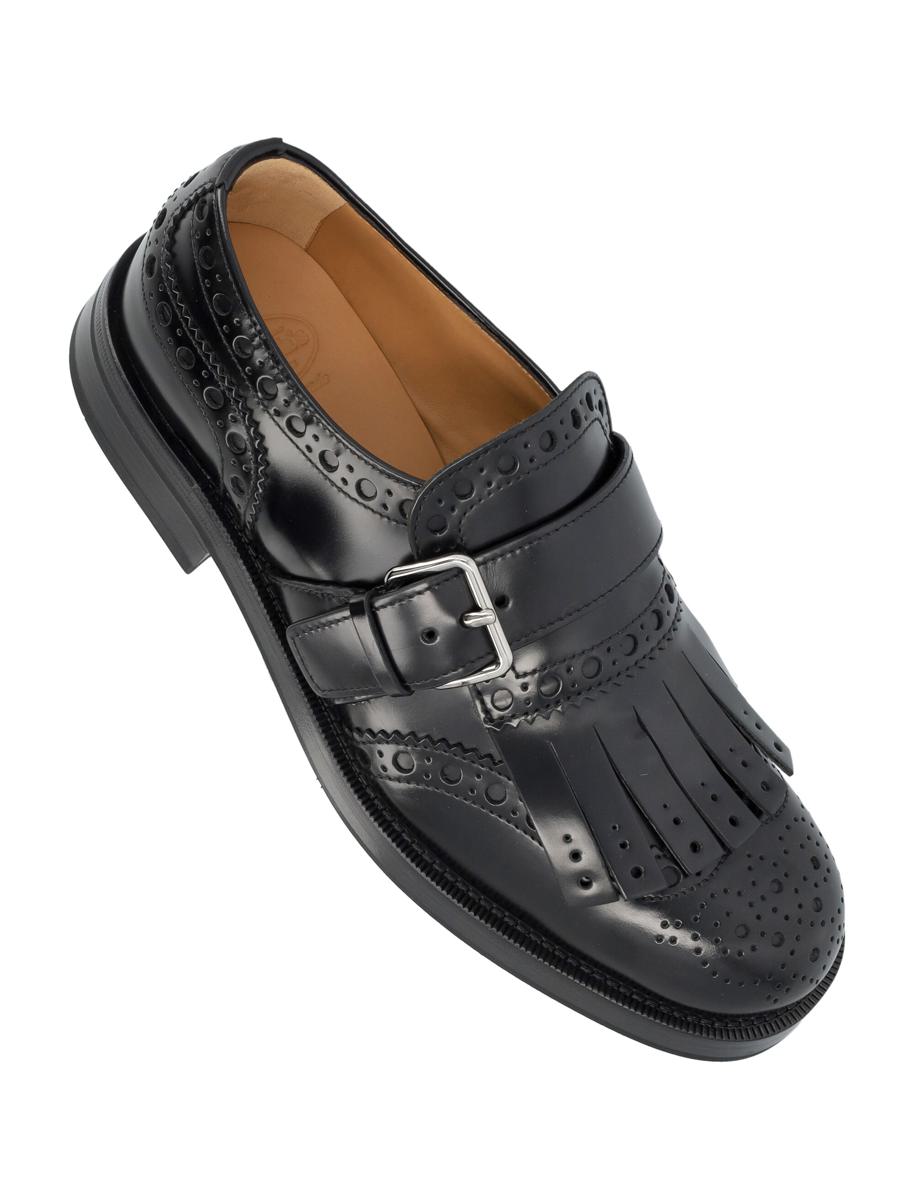 Church'S Black Leather Monk Strap Brogues