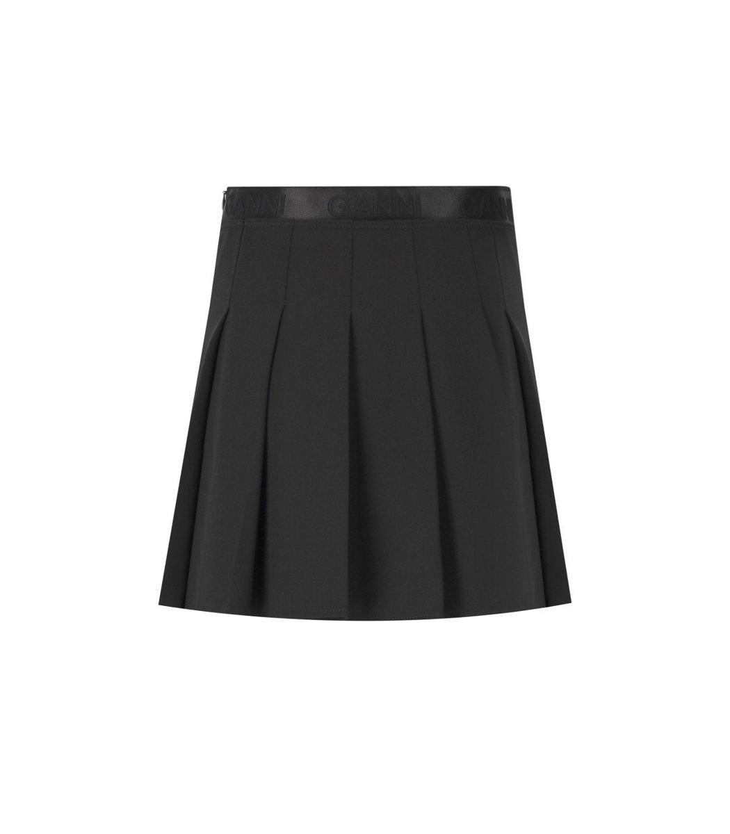 Ganni Black Pleated Mini Skirt