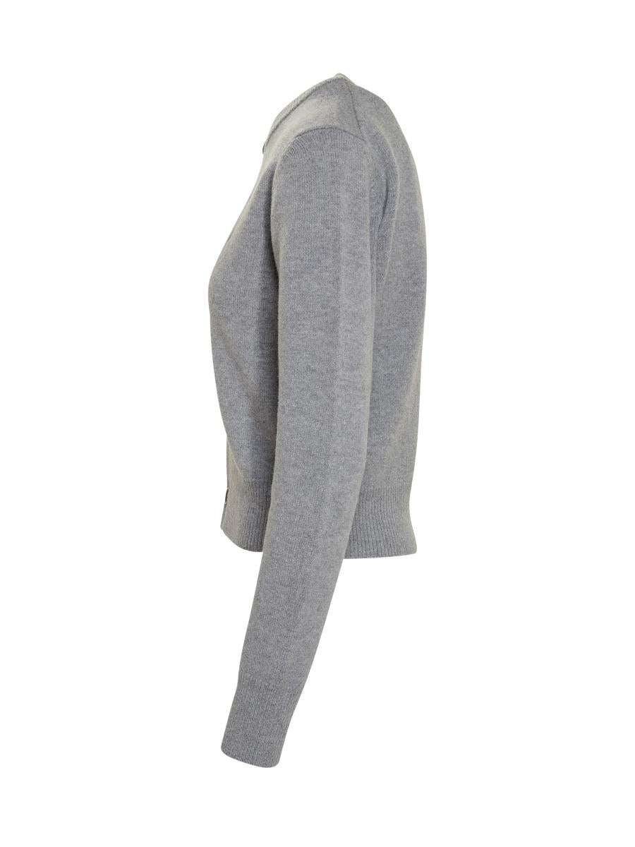 AMI Paris Ami Paris Grey Cardigan With Logo