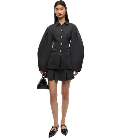 Ganni Black Pleated Mini Skirt