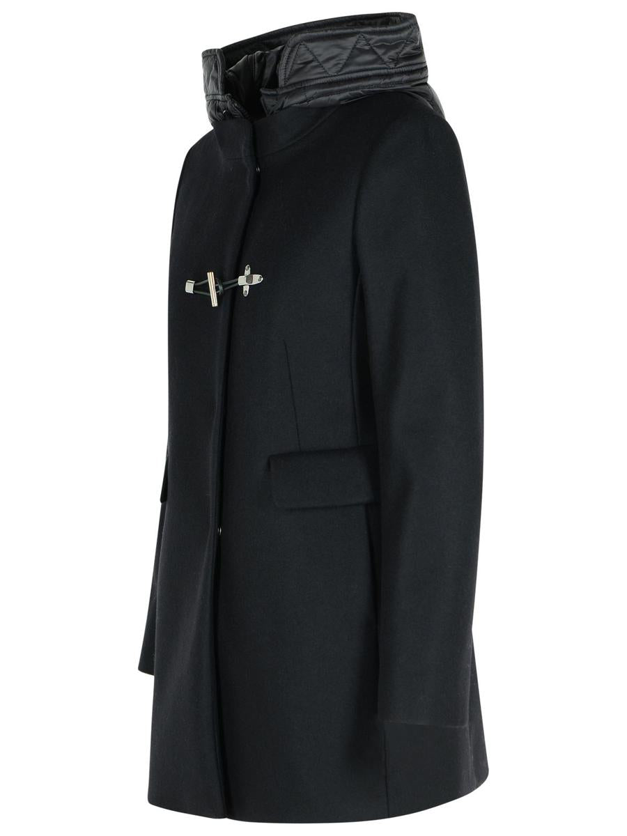 Fay Black Wool Blend Coat