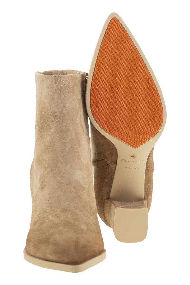 Santoni Mid-Heel Suede Ankle Boots