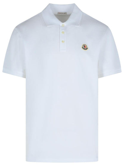 Moncler White Cotton Polo Shirt In White 'Piquet' Cotton