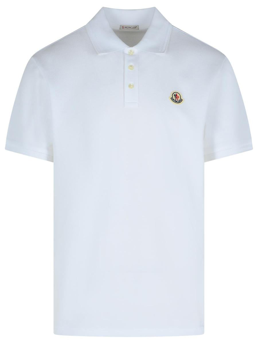 Moncler White Cotton Polo Shirt In White 'Piquet' Cotton