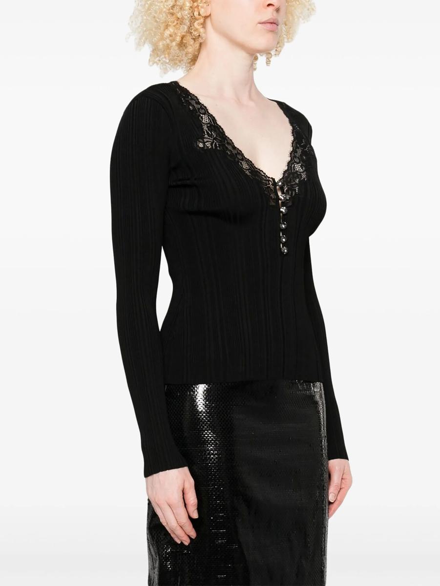 Self-Portrait Black Lace Trim Knit Top Clothing