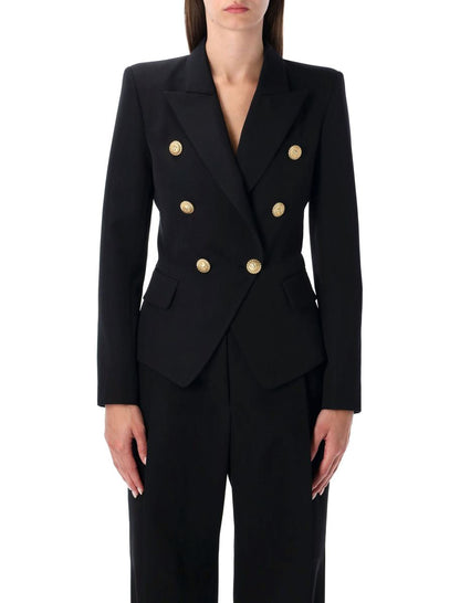Balmain Black Grain De Poudre 6-Button Tailored Jacket
