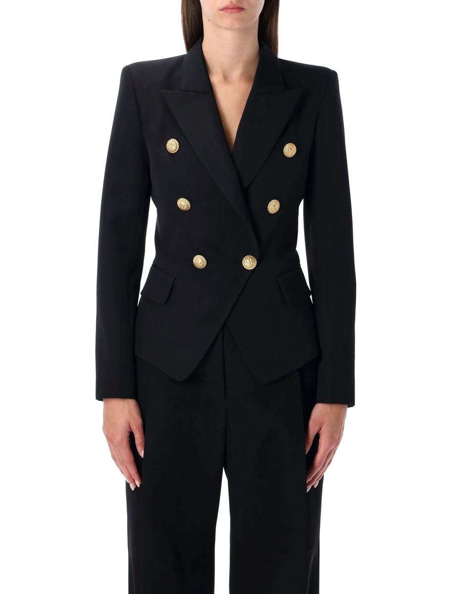 Balmain Black Grain De Poudre 6-Button Tailored Jacket