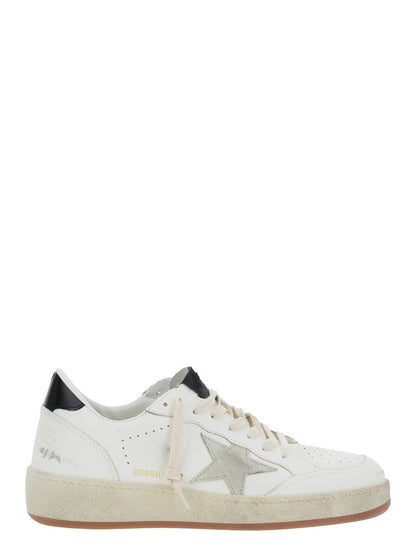'Ballstar 2' White Low Top Sneakers With Star Patch On The Side And Laminated Heel In Leather Man