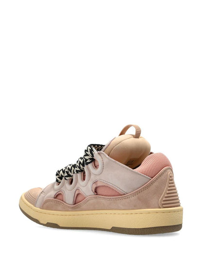Lanvin Calf Leather Sneakers In Grey With Multicolor Laces