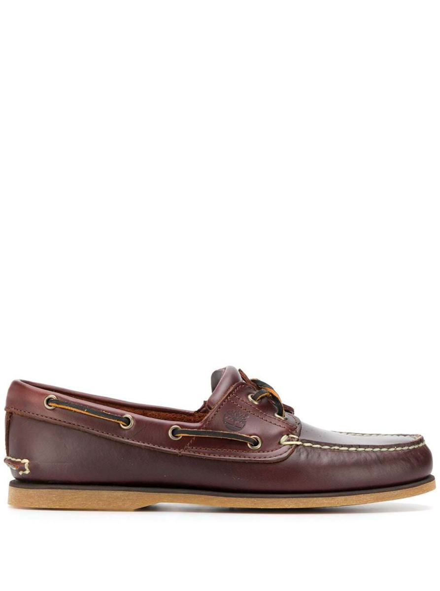 Classic Boat Loafers In Brown Leather Man