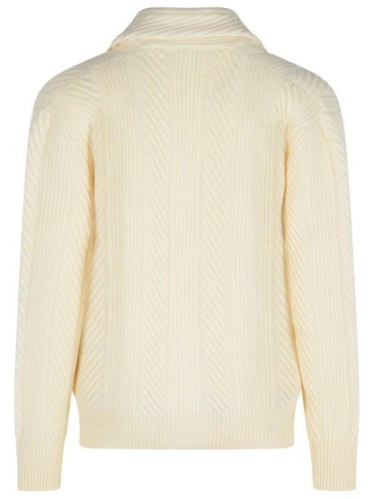 Eleventy Ivory Wool Blend Cardigan