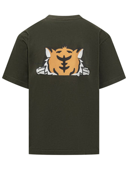 Kenzo Kenzo Men'S Green T-Shirt With Tiger Print