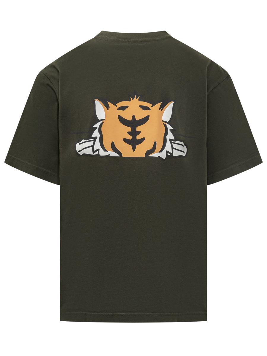 Kenzo Kenzo Men'S Green T-Shirt With Tiger Print