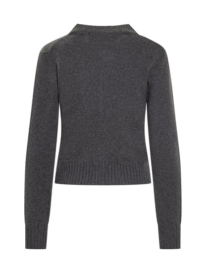 AMI Paris Ami Paris Grey Cardigan With Buttons And Logo