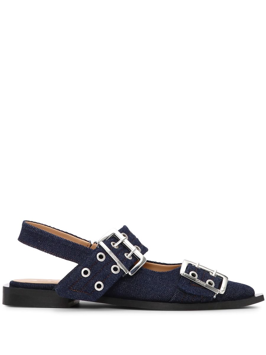 Ganni Denim Slingback Ballets