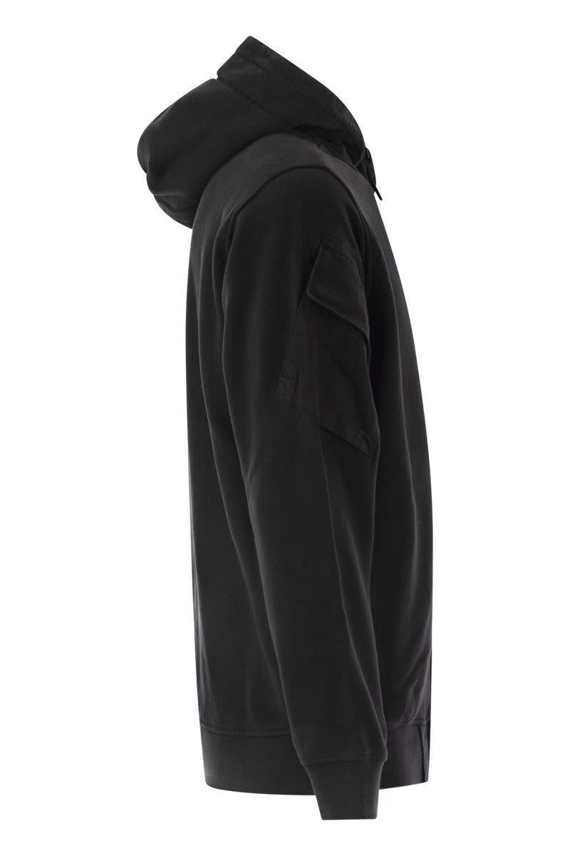 Stone Island Hoodie With Zip And Sleeve Pockets