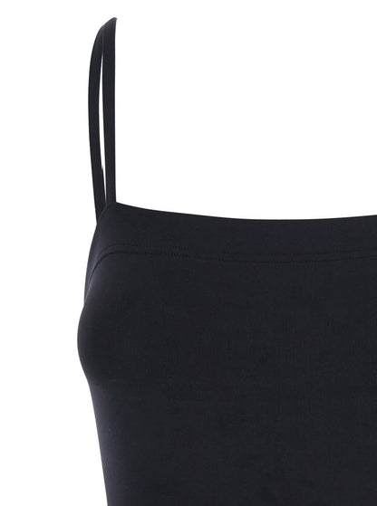'Acquarelle' Black One-Piece Swimsuit With Back Neckline In Tech Fabric Woman