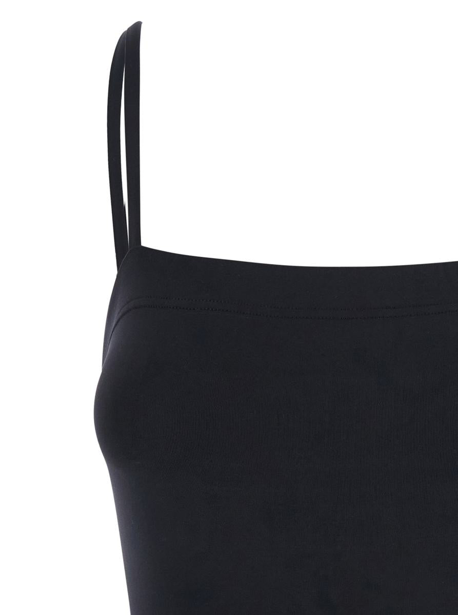 'Acquarelle' Black One-Piece Swimsuit With Back Neckline In Tech Fabric Woman