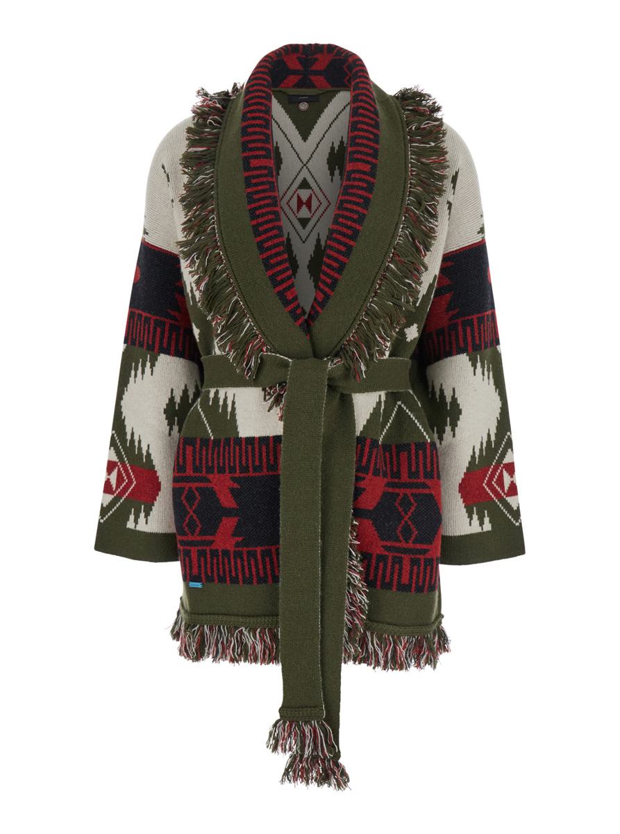 Icon Jacquard Cardigan Ivory/Olive