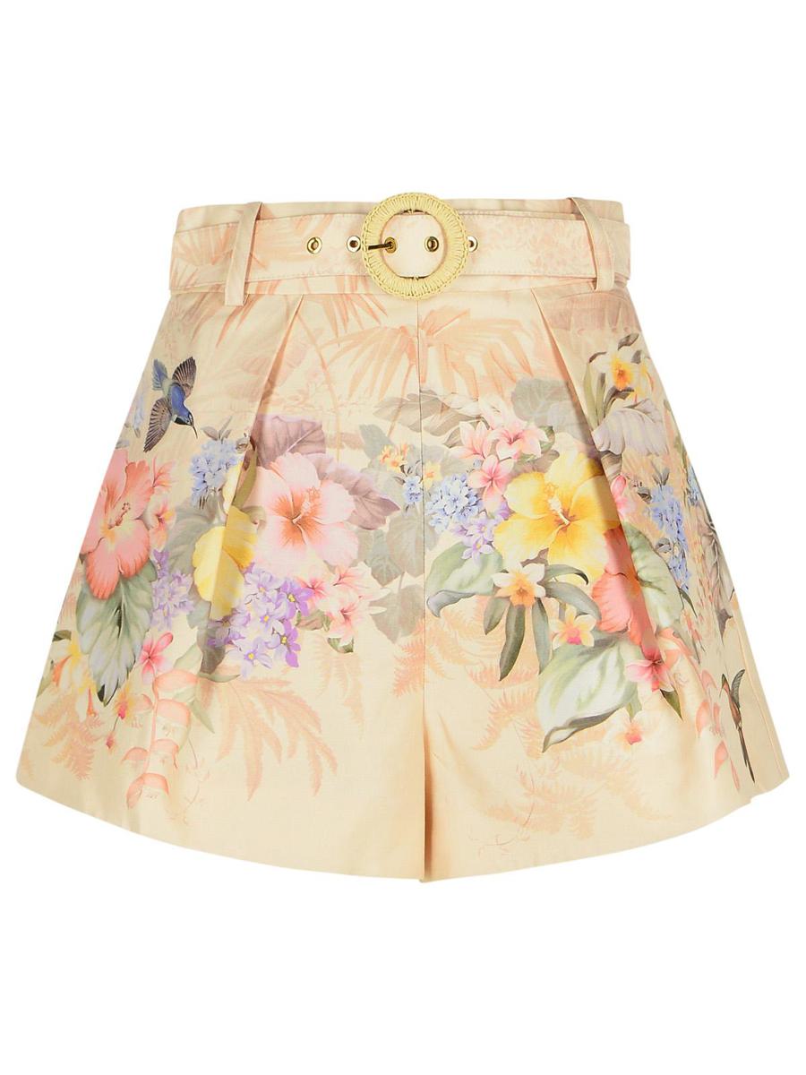 Zimmermann 'Illuminate' Ivory Silk Blend Shorts