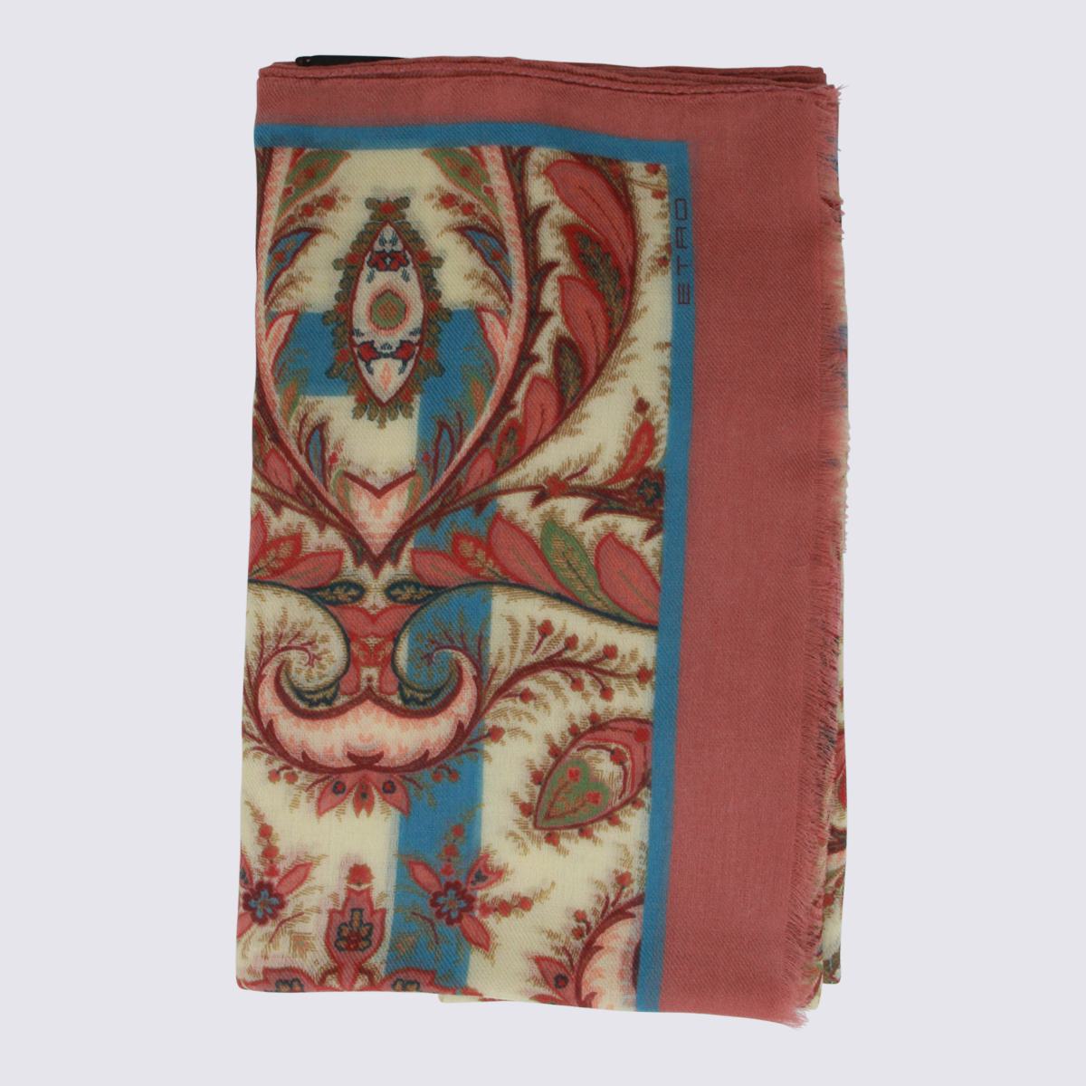 Etro Red And Beige Wool Scarves