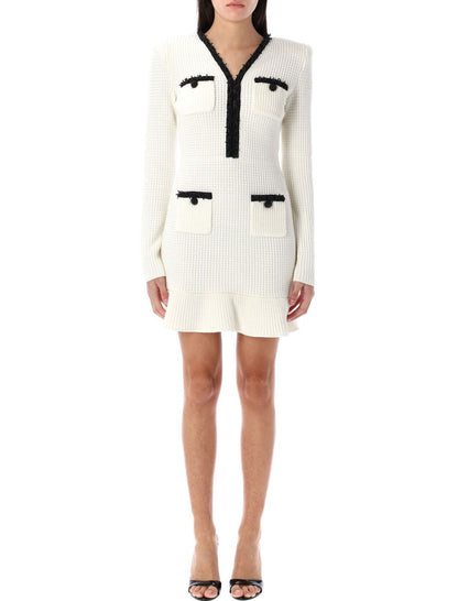 Self-Portrait Pearl Trim Knit Mini Dress