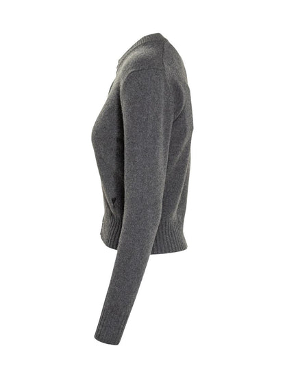 AMI Paris Ami Paris Grey Cardigan With Buttons And Logo