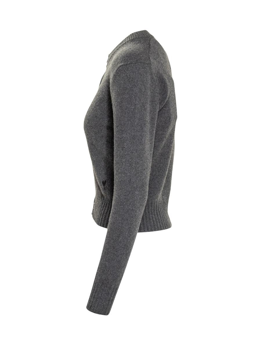 AMI Paris Ami Paris Grey Cardigan With Buttons And Logo