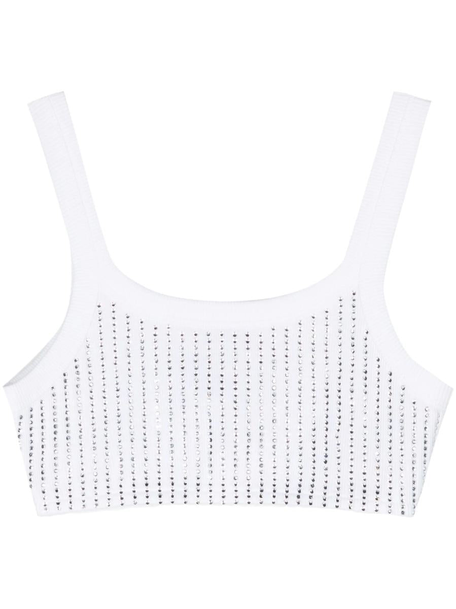 The Attico Rhinestoned Cotton Crop Top