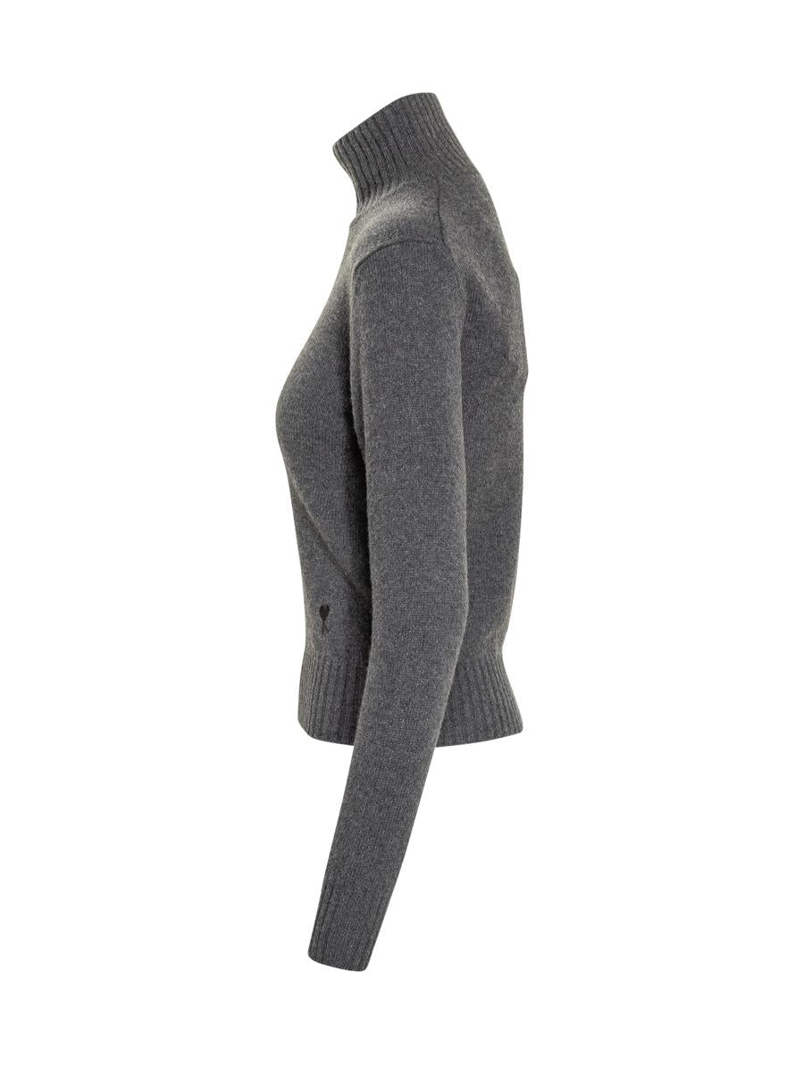 AMI Paris Ami Paris Grey Turtleneck In Wool Blend