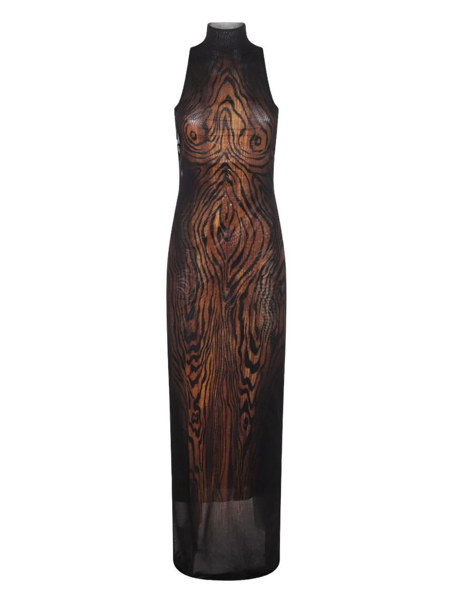 Jean Paul Gaultier The Long Draped Wood Long Dress