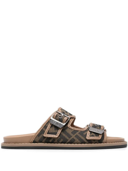 Fendi Feel Ff Jacquard Fabric Sandals Shoes