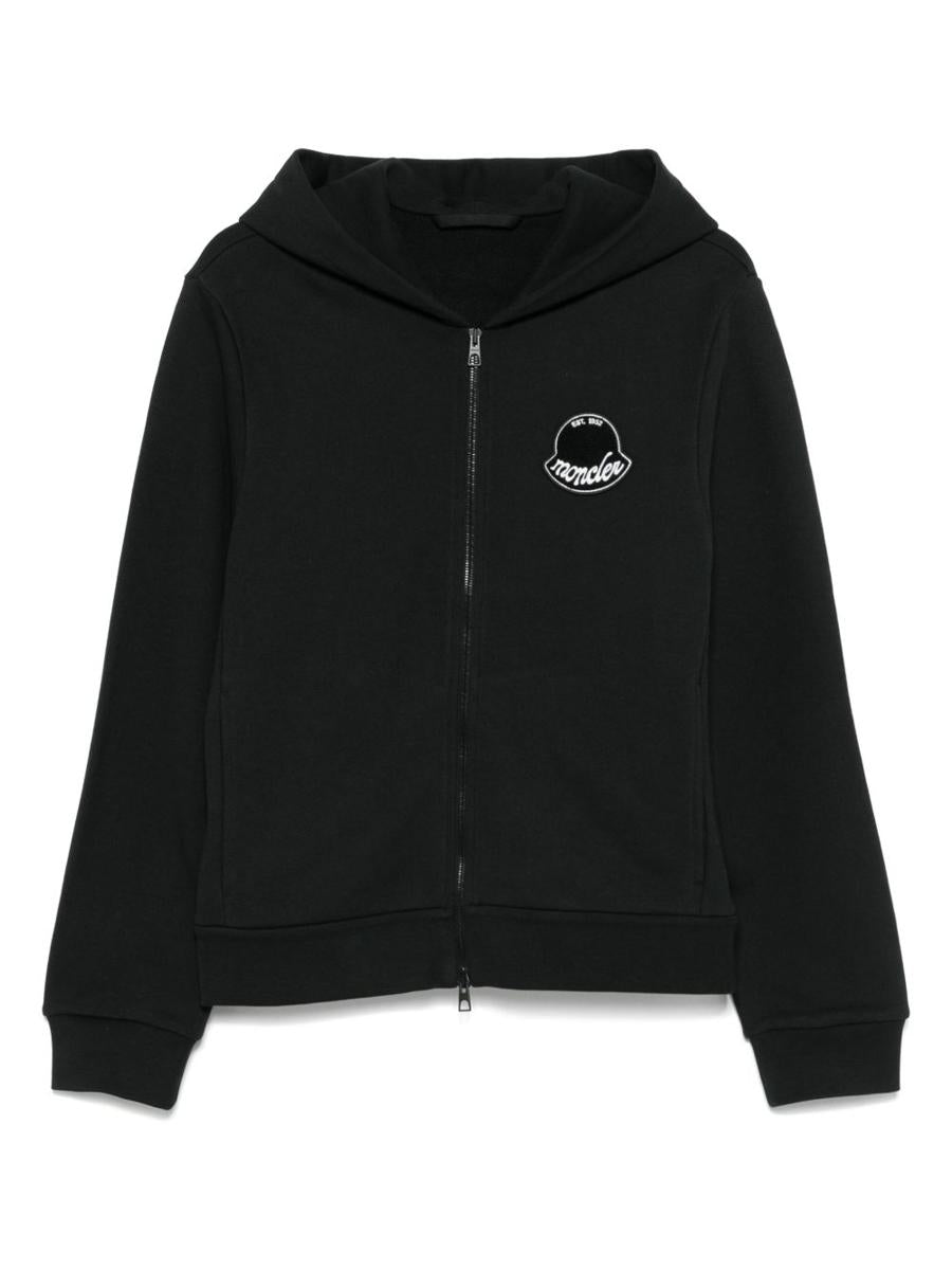 Moncler Black Cotton Hoodie With Logo