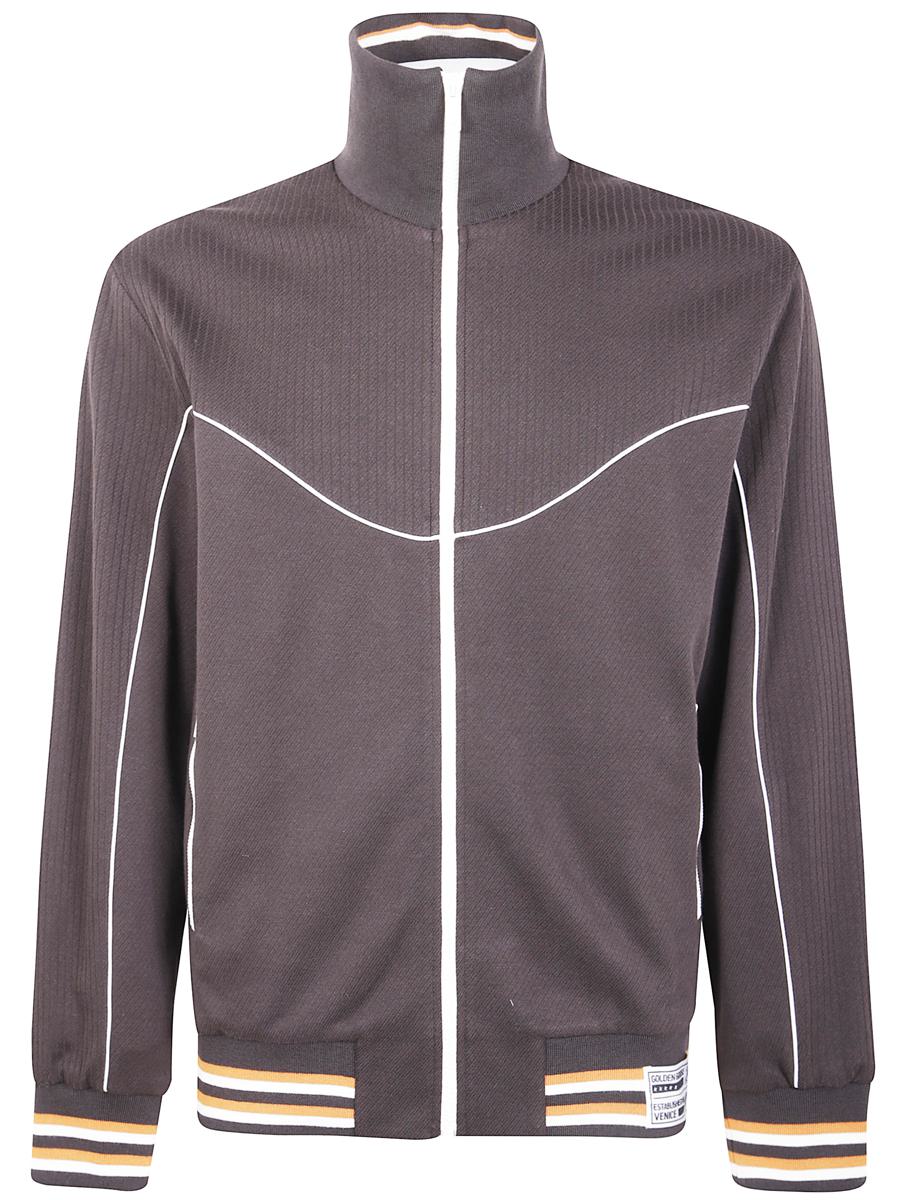 Golden Goose "Journey" Unisex Zipped Track Jacket Blend Cotton Flat Rib Jersey With Piping And Label Clothing