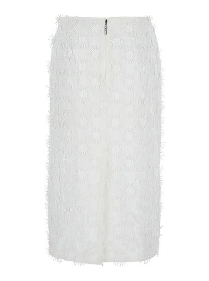 White Skirt With All-Over Applications In Cotton Blend Woman