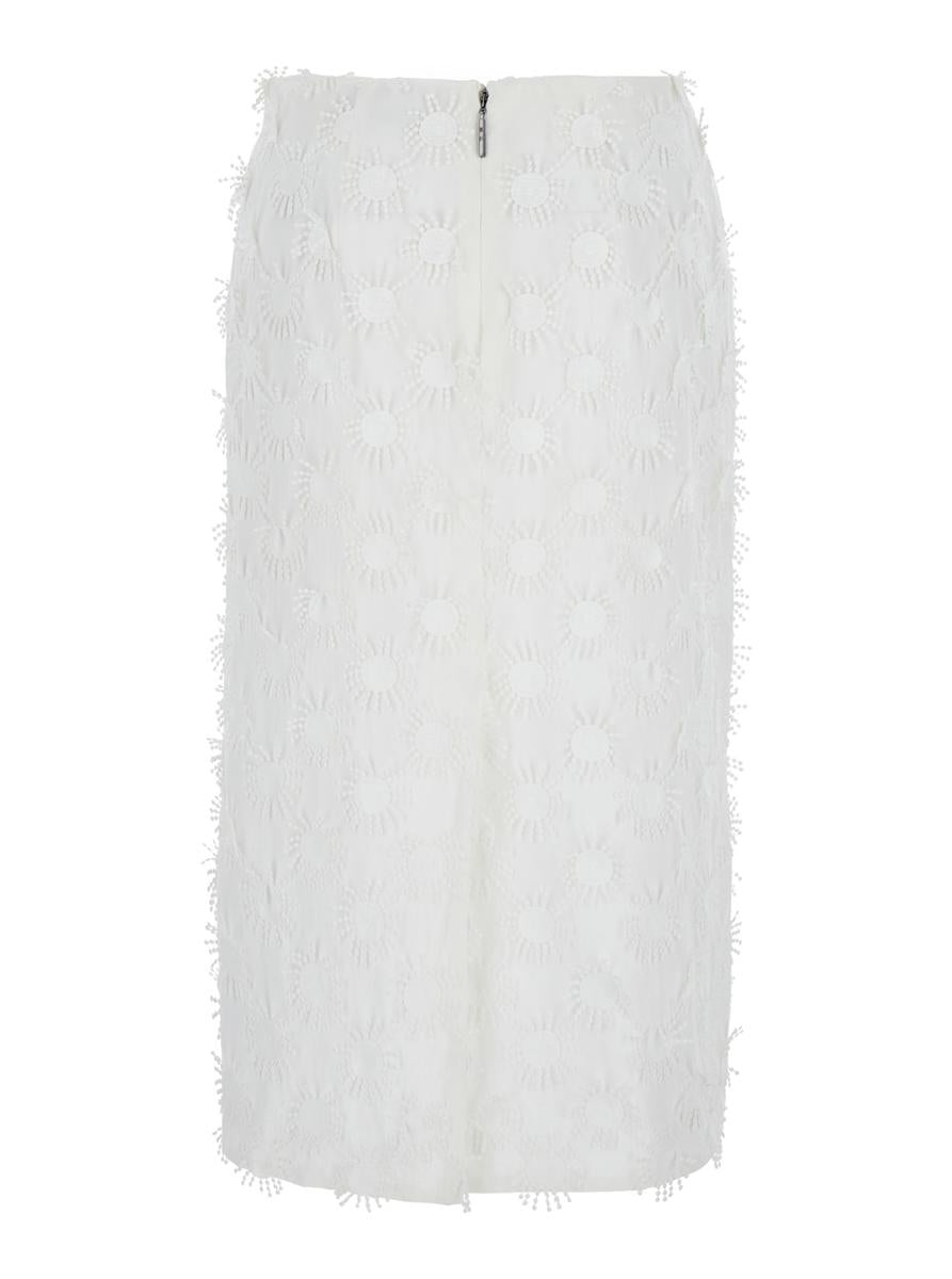 White Skirt With All-Over Applications In Cotton Blend Woman