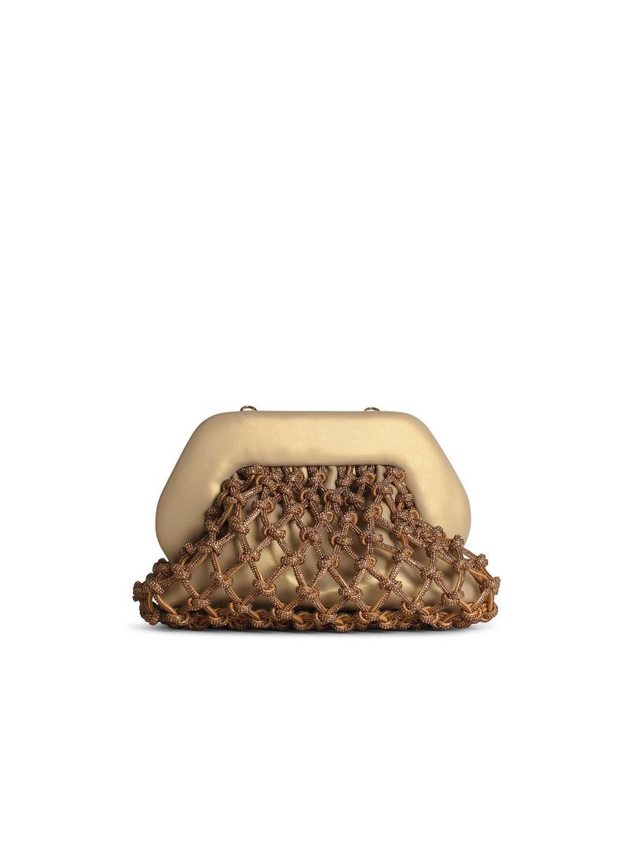 Themoirè 'Tia Knot Strass' Gold Vegan Leather Bag