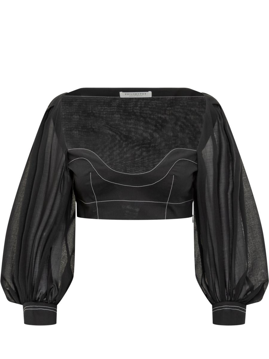 Philosophy Di Lorenzo Serafini Voile Crop Top With Stitching