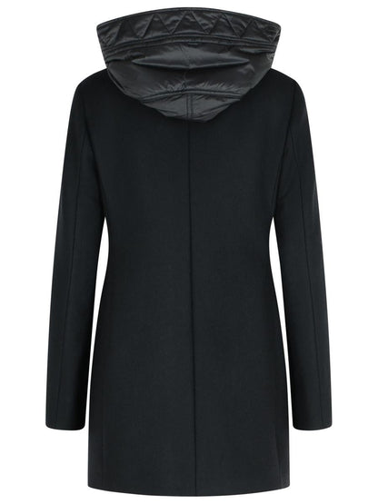 Fay Black Wool Blend Coat