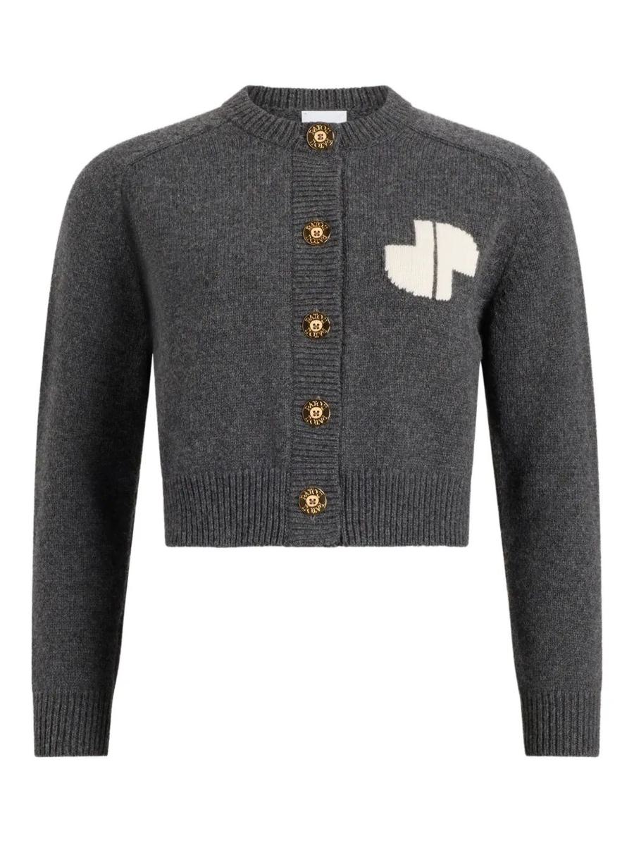 Patou Jp Monogram Intarsia Wool And Cashmere Cropped Cardigan Clothing