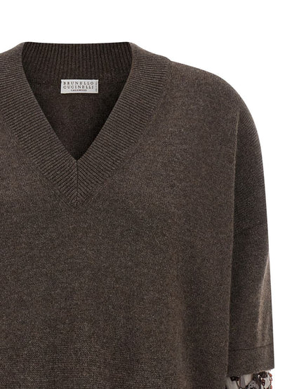 Brunello Cucinelli Sequin Sleeve Sweater